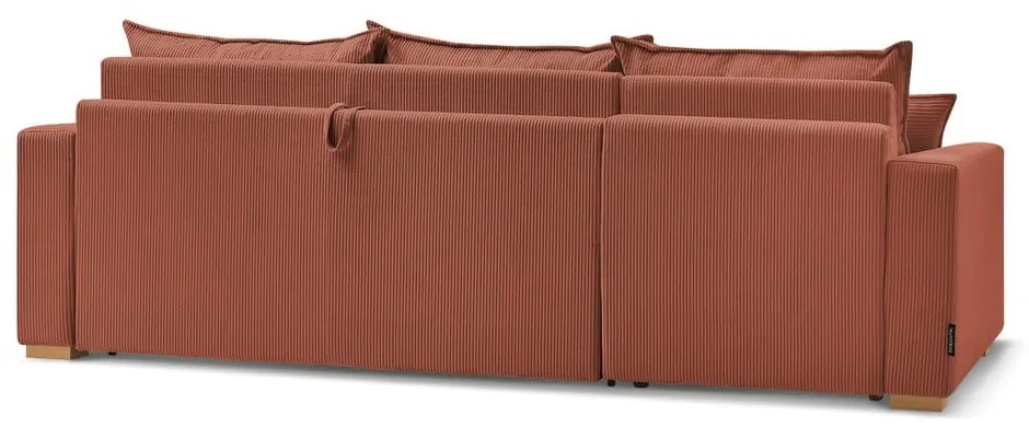 Téglavörös kordbársony kinyitható sarokkanapé (variálható) Augustin – Bobochic Paris