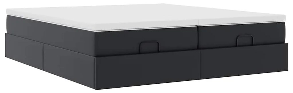 Ottomán ágykeret matracokkal Fekete 180x200cm műbőr