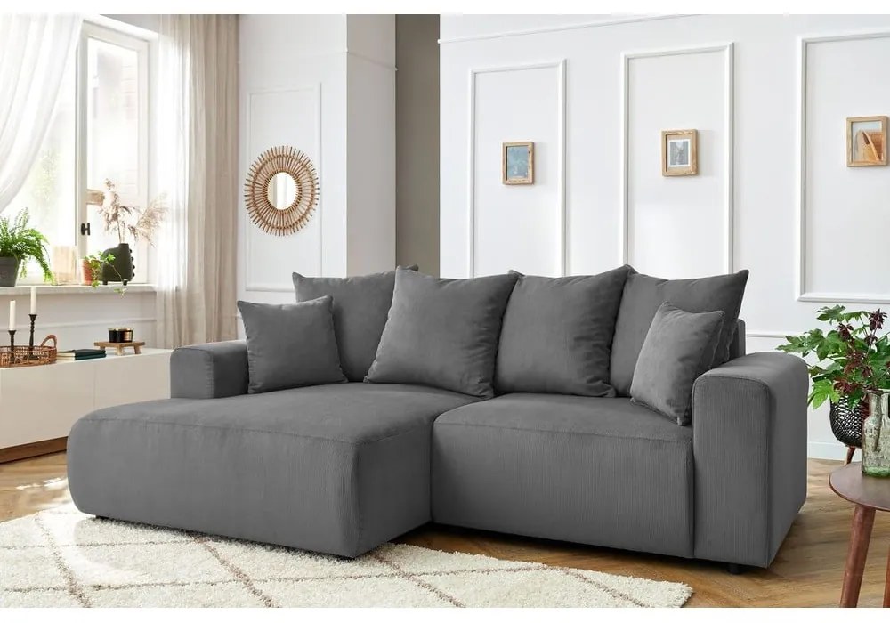 Szürke bársony sarokkanapé Enjoy – Bobochic Paris