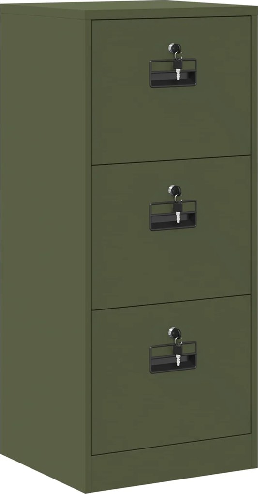 vidaXL Irattároló Szekrény fiókkal zárral Olajzöld 44 x 50 x 106.5 cm