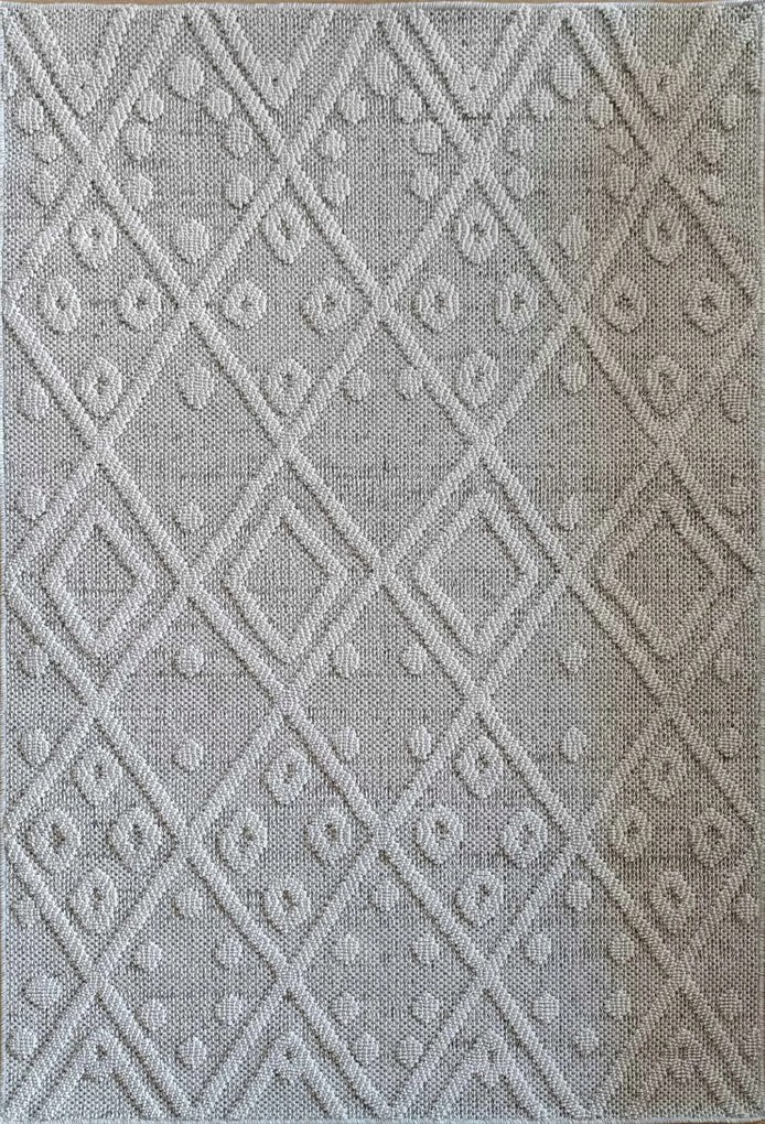 Zsinóros szőnyeg 200x290cm ,hurkos szürke krémszínű boho stílusú szőnyeg