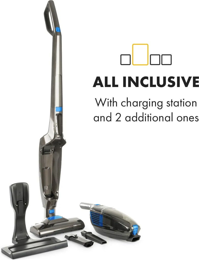 Klarstein TurboHybrid, porszívó, padló- és kézi porszívó, antracit/kék