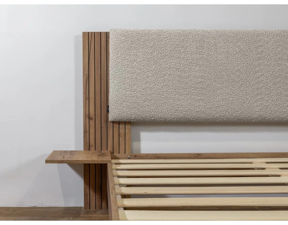 Világosszürke franciaágy ágyráccsal 140x190 cm Lior – Bobochic Paris