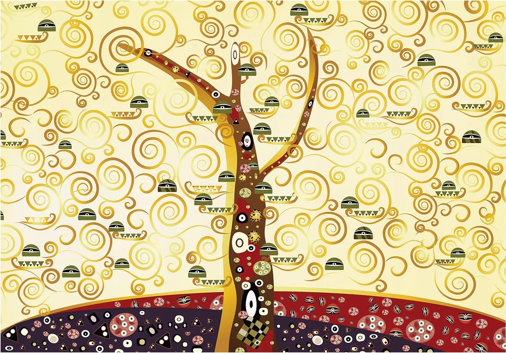 Fotótapéta Az élet fája Klimt arany vinil spirálok 208x146 +ragasztó