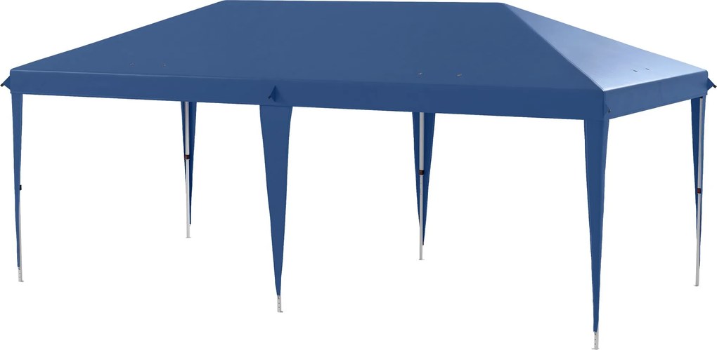 Outsunny Összecsukható Kertiszíj 6x3 m, 3 Fokozatban Állítható Magassággal, UV-álló Napernyővel és Hordtáskával Kerti Partikhoz Kék | Aosom