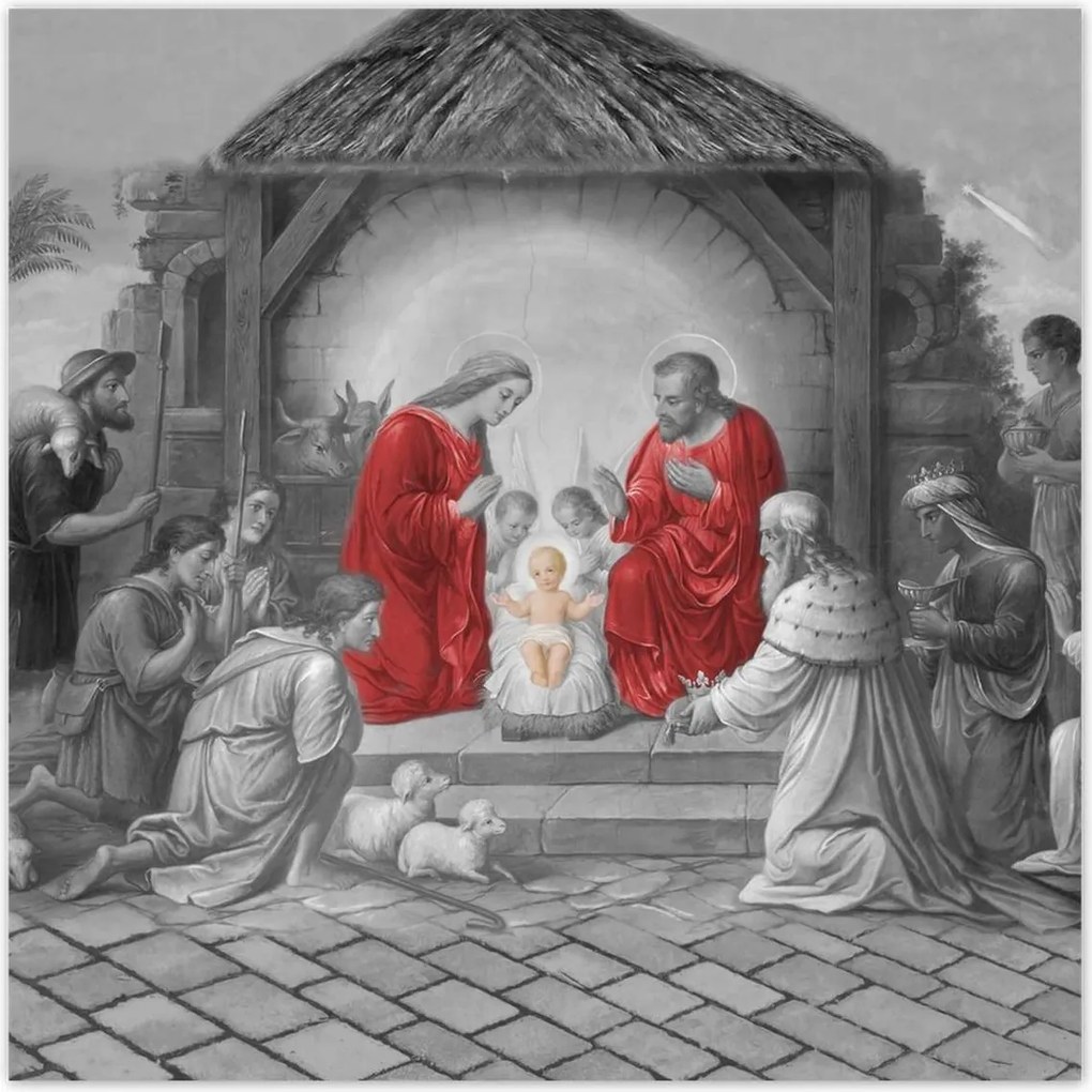 Poszterek 70x70 Szent család piros