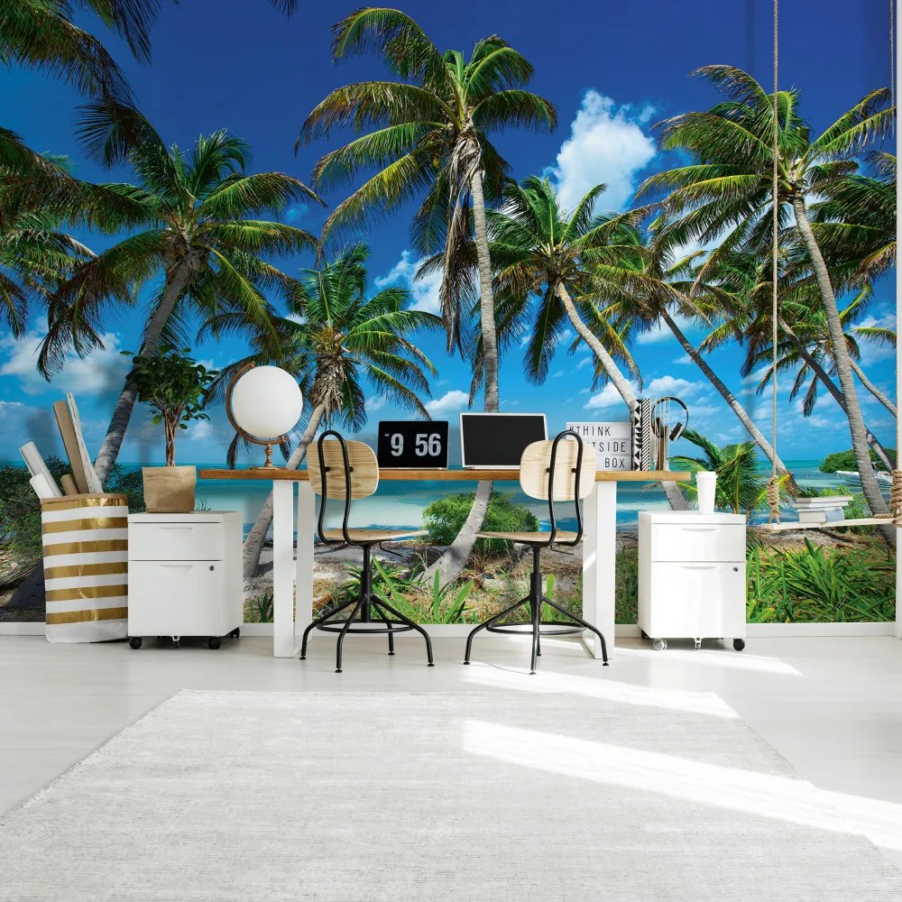 Fás tengerpart poszter, fotótapéta, Vlies (250 x 175 cm)