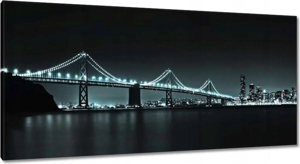 Vászonkép 115x55 Usa Híd az éjszakában Fények