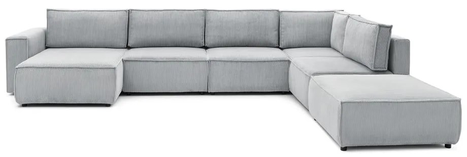 Világosszürke kordbársony sarokkanapé (jobb oldali-"U" alakú) Nihad modular – Bobochic Paris