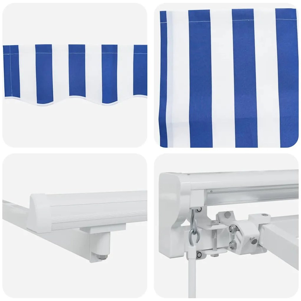 Behúzható napellenző Kék és Fehér 350x200 cm szövet