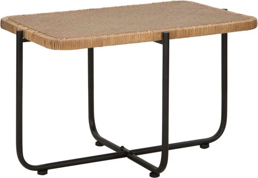 Fekete-natúr színű rattan dohányzóasztal 55x75 cm Cebu – Mauro Ferretti