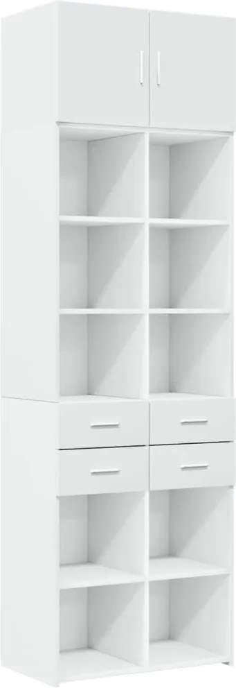 vidaXL fehér szerelt fa tárolószekrény 70 x 42,5 x 225 cm