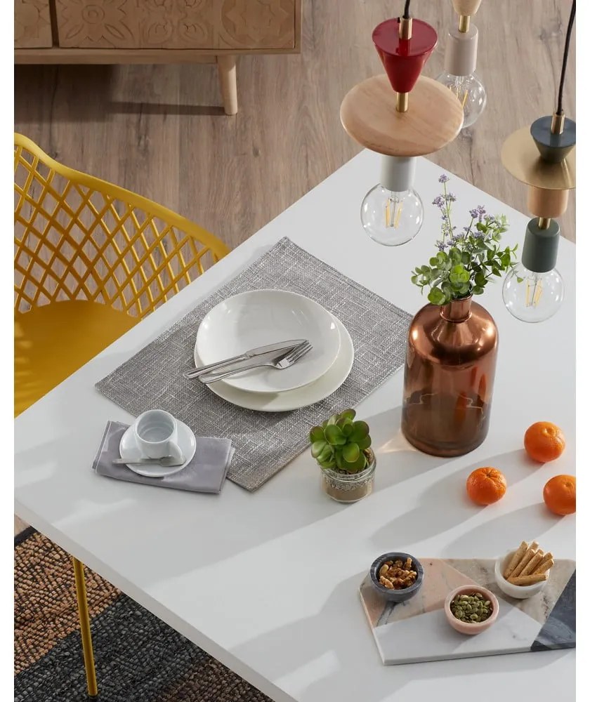 Arya fehér étkezőasztal rozsdamentes acél lábakkal, 160 x 100 cm - Kave Home