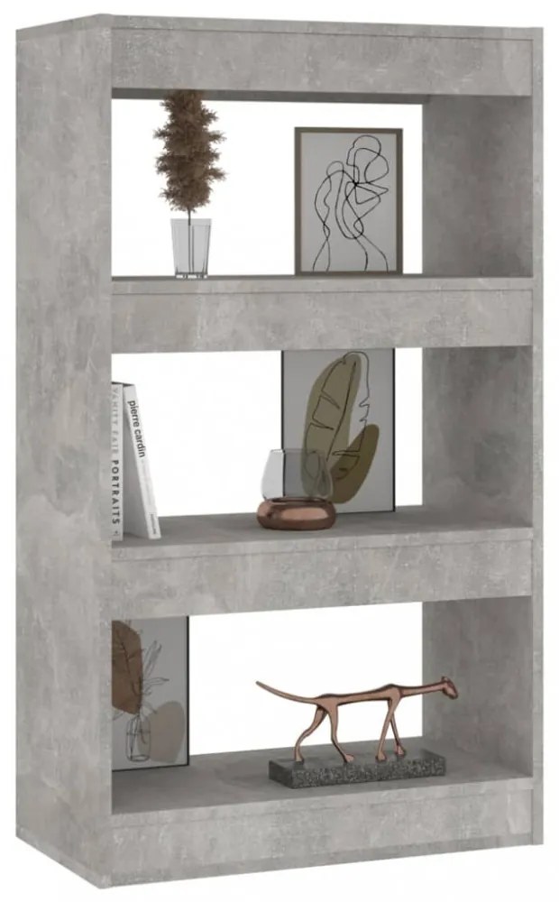 betonszürke szerelt fa könyvszekrény/térelválasztó 60x30x103 cm