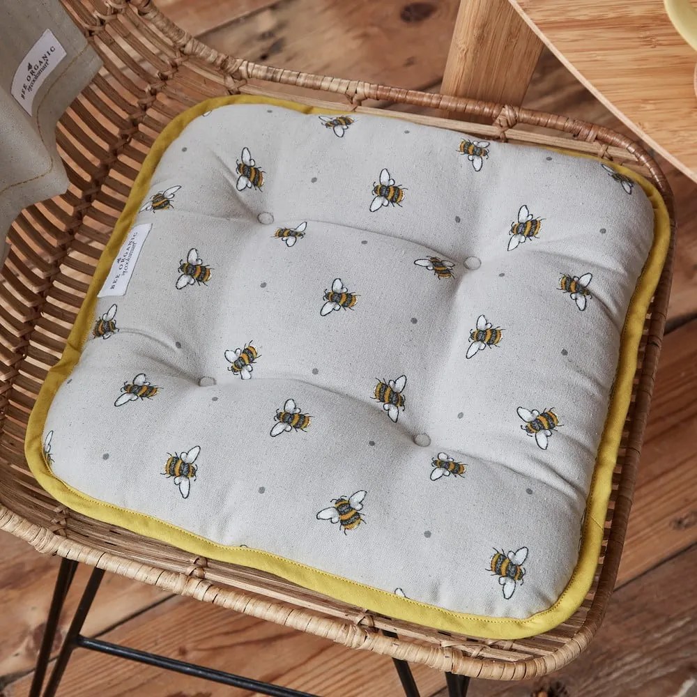 Bumble Bees bézs-sárga pamut székpárna - Cooksmart ®