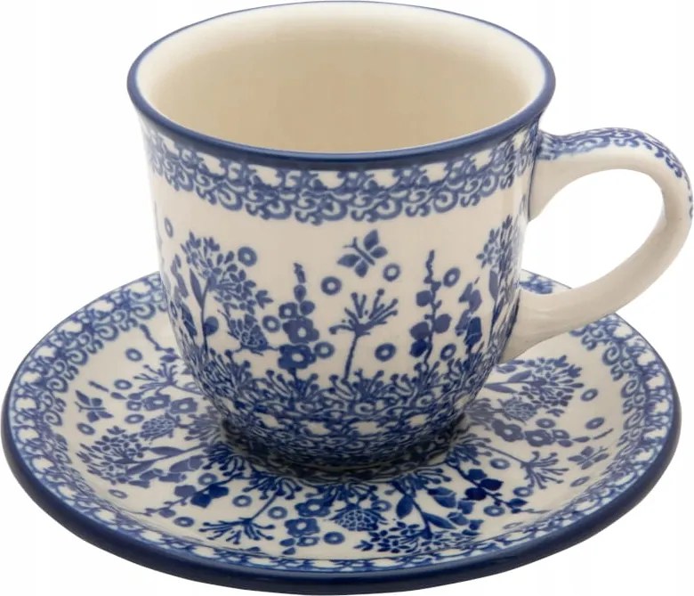 200 ml-es csésze csészealjjal Művészi kerámia Bolesławiec dek 2895