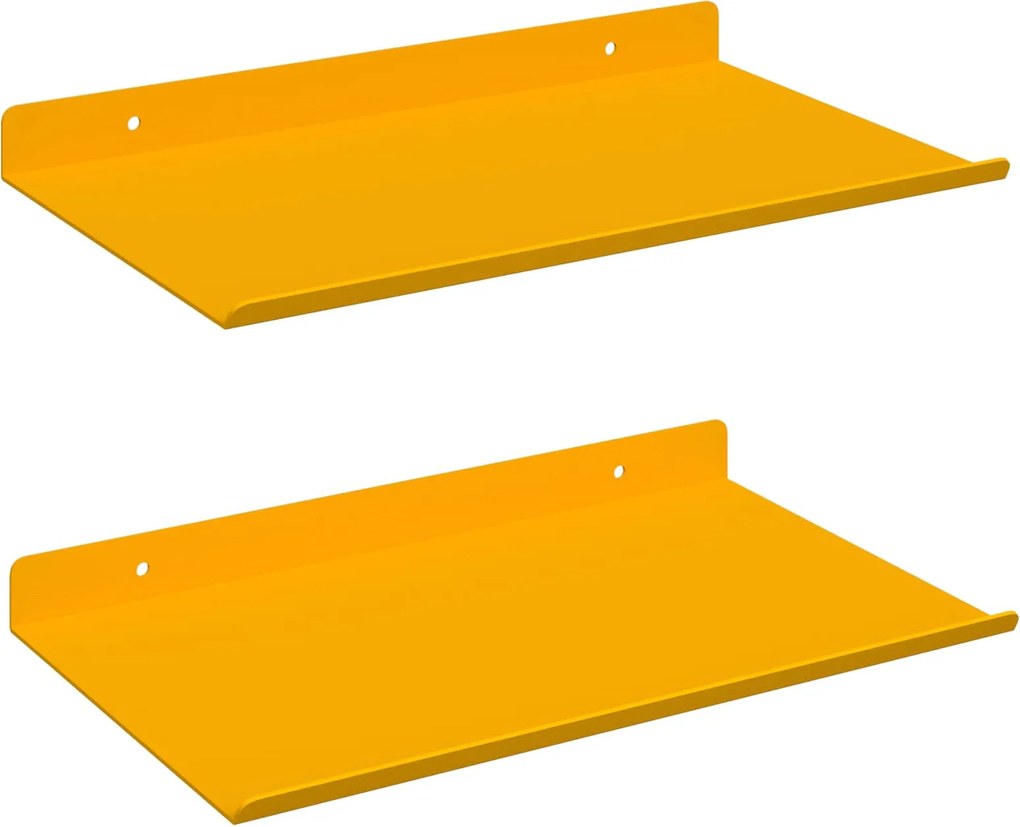 vidaXL Lebegő polc 2 pcs Mustár sárga 30 x 18 x 2,5 cm Acél