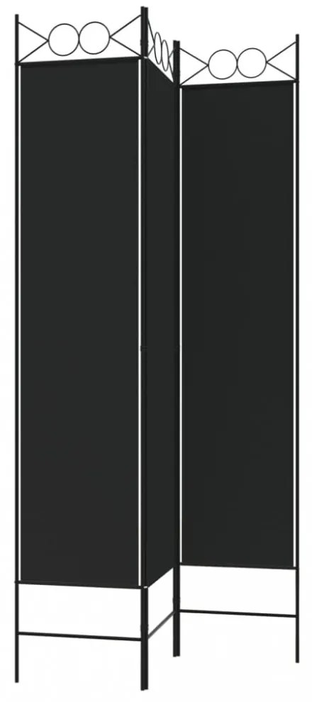 3-paneles fekete szövet térelválasztó 120 x 200 cm
