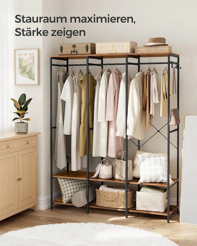 Öltözőszekrény Songmics gardróbszekrény 140 x 180 x 40 cm barna árnyalatok