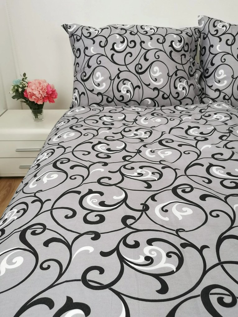Pamut lepedők Ornament szürke TiaHome - 1x Párna 90x70cm, 1x Paplan 140x200cm