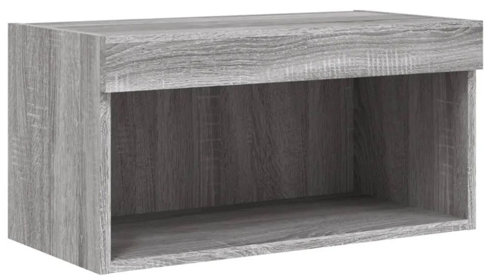 szürke sonoma színű TV-szekrény LED-világítással 60x30x30 cm