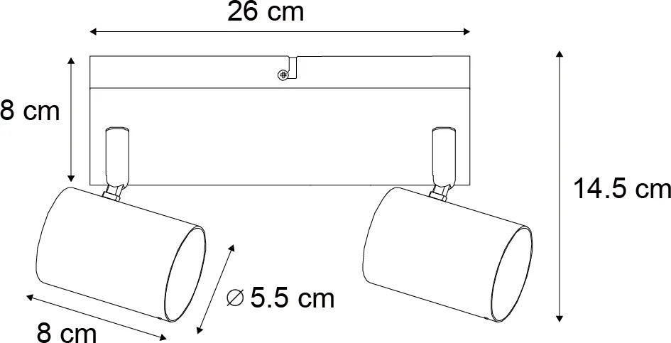 Modern mennyezeti lámpa fekete 2-lámpás állítható téglalap alakú - Jeana