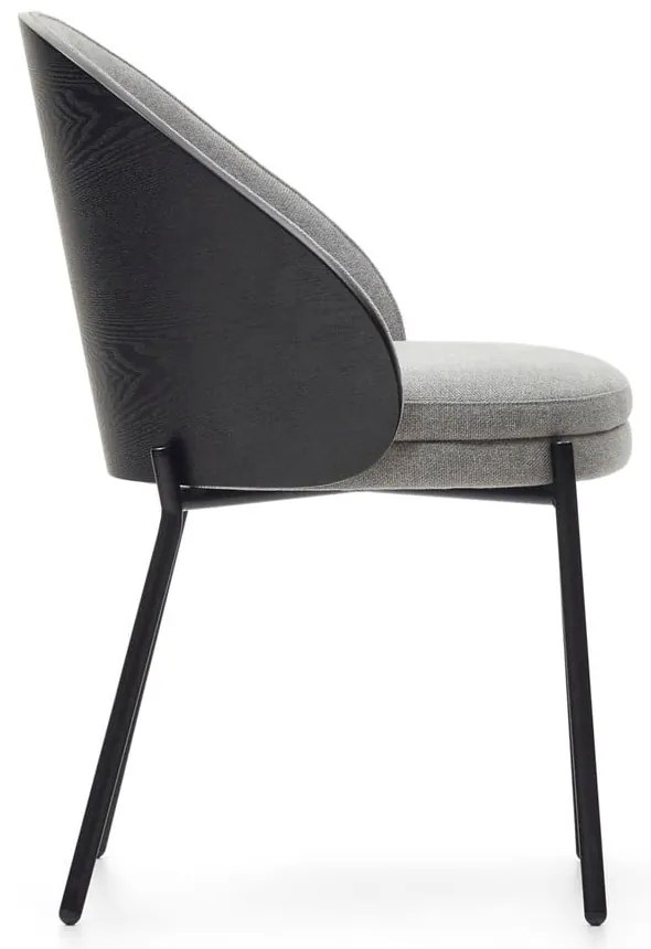Fekete-szürke kárpitozott étkezőfotel Eamy – Kave Home