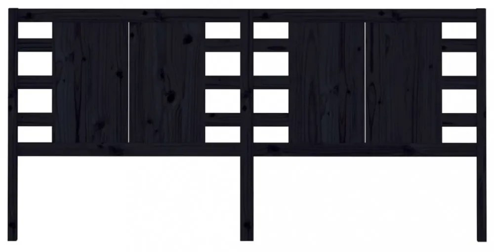 fekete tömör fenyőfa fejtámla 206x4x100 cm