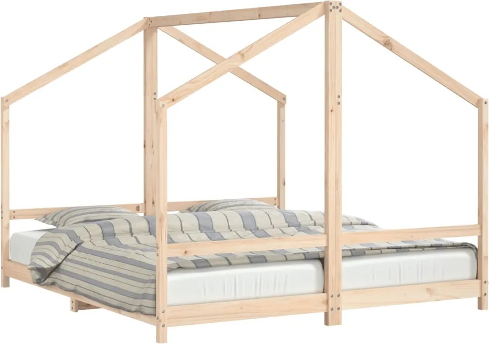 vidaXL tömör fenyőfa gyerekágykeret 2 x (90 x 200) cm