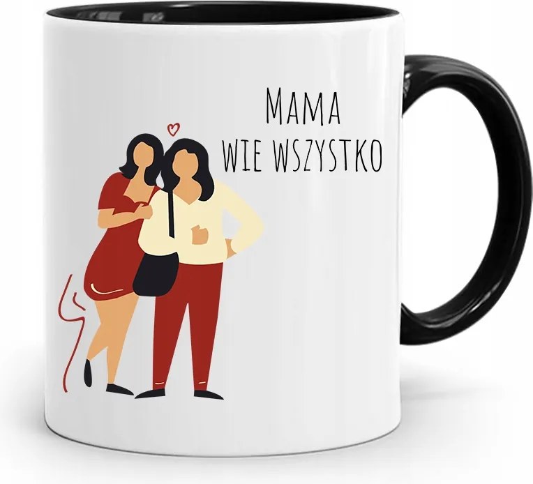 Bögre Fekete Ajándék Anyukáknak Anya Mindent Tud fényképes nyomattal