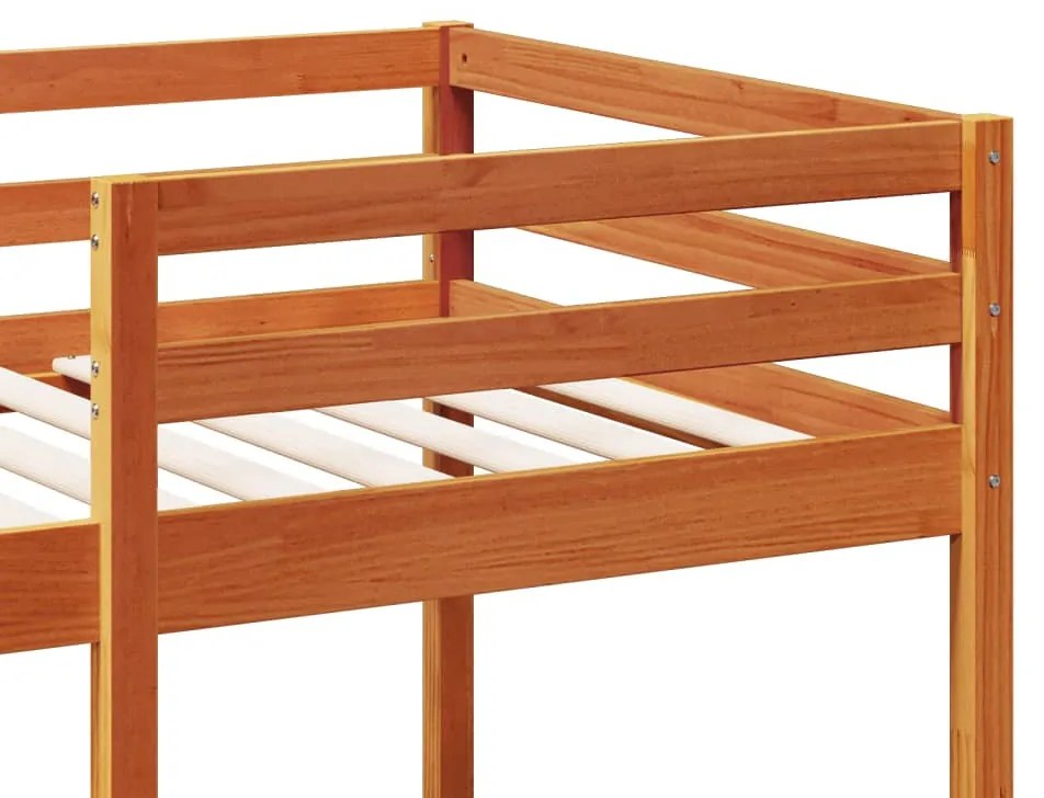 viaszbarna tömör fenyő galériaágy-keret matrac nélkül 75x190 cm