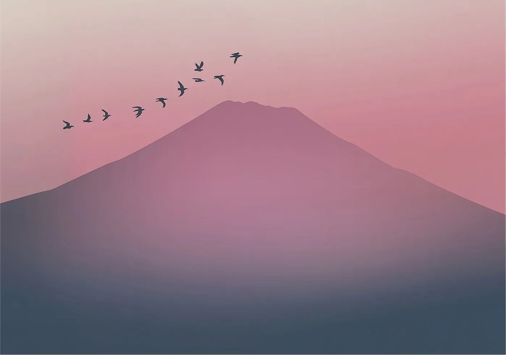 Flizelina fotótapéta Nappaliba és Hálószobába Hegyi nyugat 208x146 Ragasztó