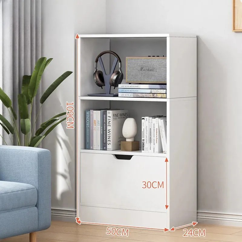 BeComfort könyvespolc polcos szekrény 50x24x106 cm fehér FUR1924-2