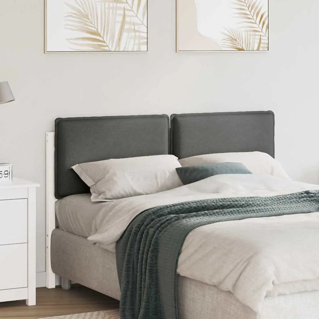 Kárpitozott fejtámla fejtámlával Fehér és világosszürke 150 cm