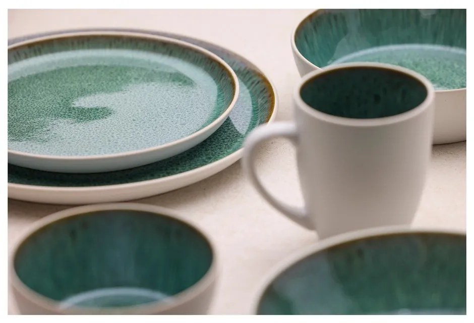 Fehér-zöld kőedény desszertes tányér ø 21 cm Gastro White/Green – Bitz