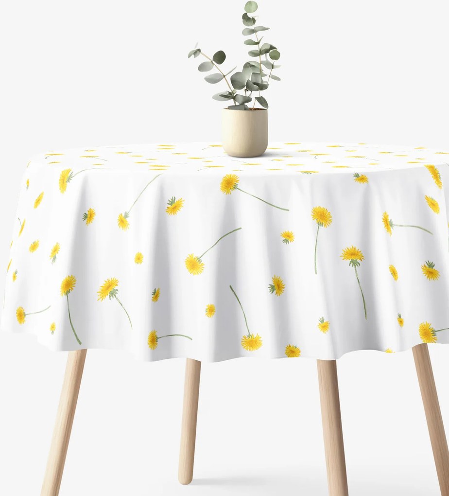 Goldea kör alakú pamut terítő - pitypangok Ø 160 cm