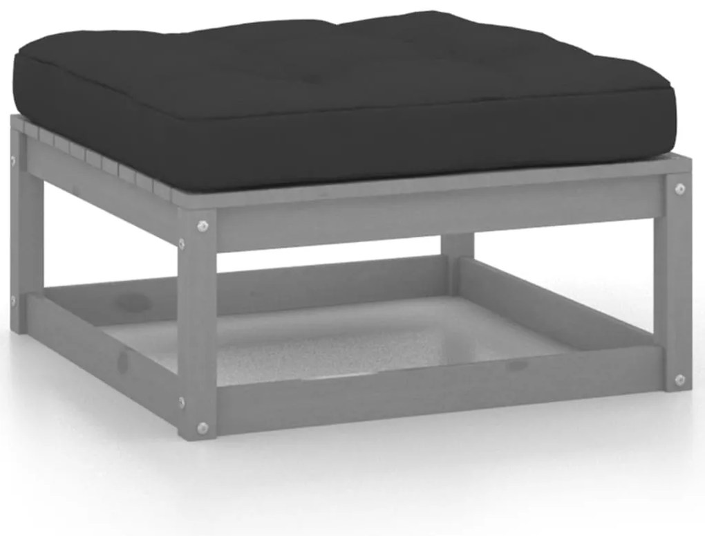 vidaXL 2 db szürke tömör fenyőfa kerti lábtartó párnákkal