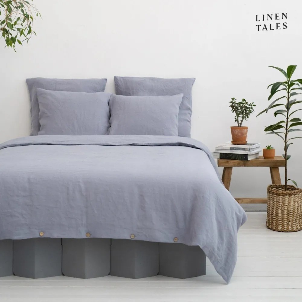 Világosszürke kétszemélyes kenderrost ágyneműhuzat 200x200 cm – Linen Tales