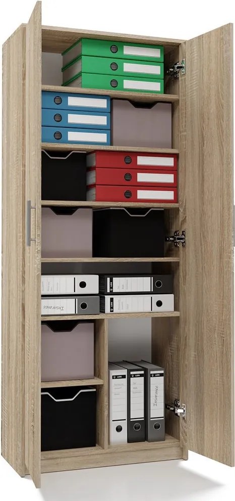 Oliv 2D könyvespolc, irodai szekrény, sonoma