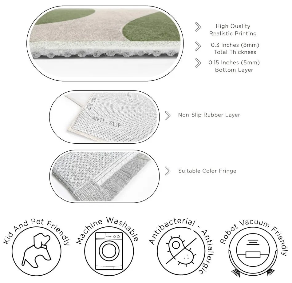 Zöld mosható futószőnyeg 60x230 cm Matcha Latte – Mila Home