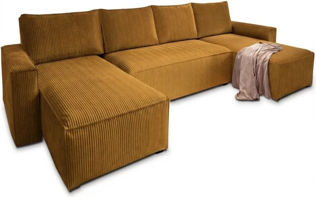 U alakú ülőgarnitúra SMART COSARO 295x140 cm, mustársárga