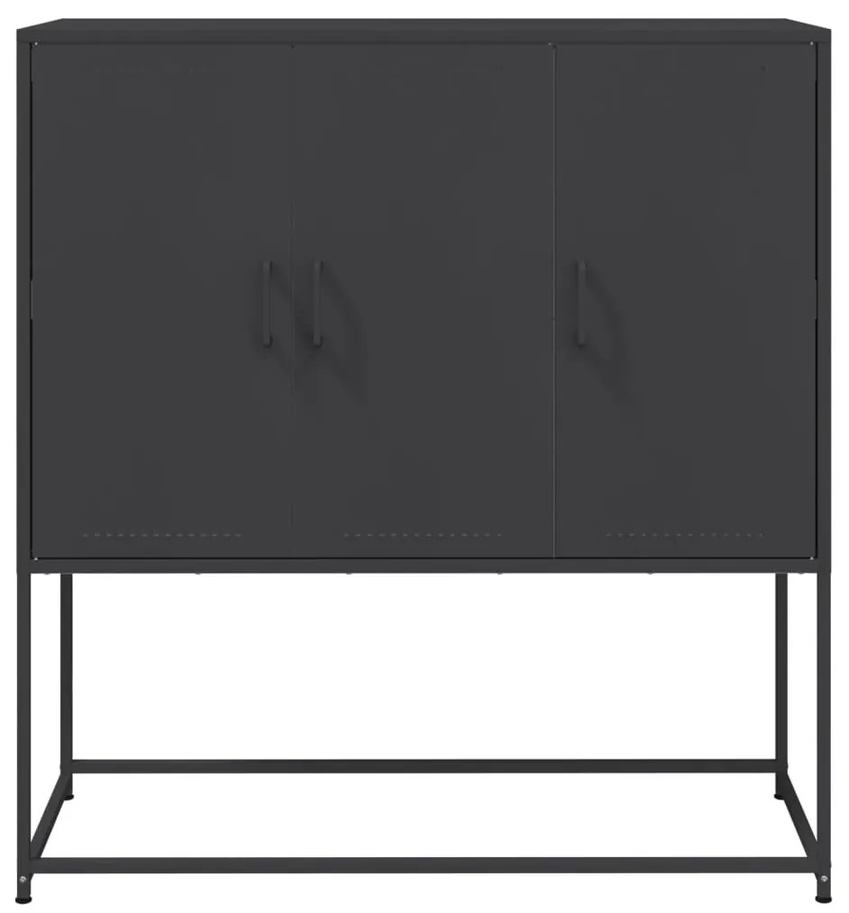 fekete acél magasszekrény 100,5 x 39 x 107 cm
