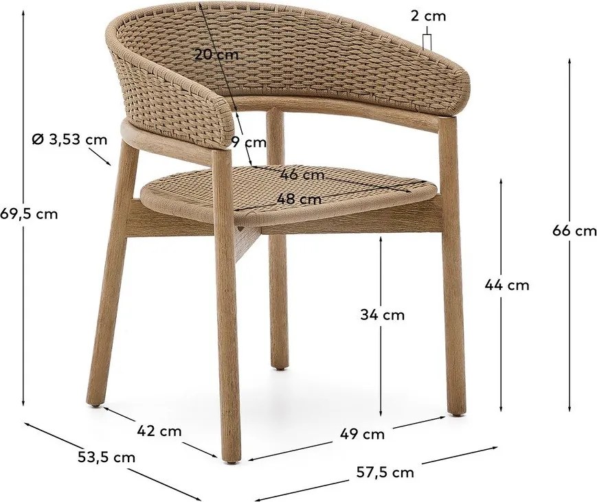 Natúr színű tömörfa kerti szék Arinella – Kave Home