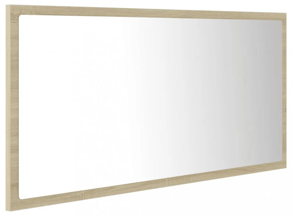 sonoma tölgy akril LED-es fürdőszobai tükör 90x8,5x37 cm