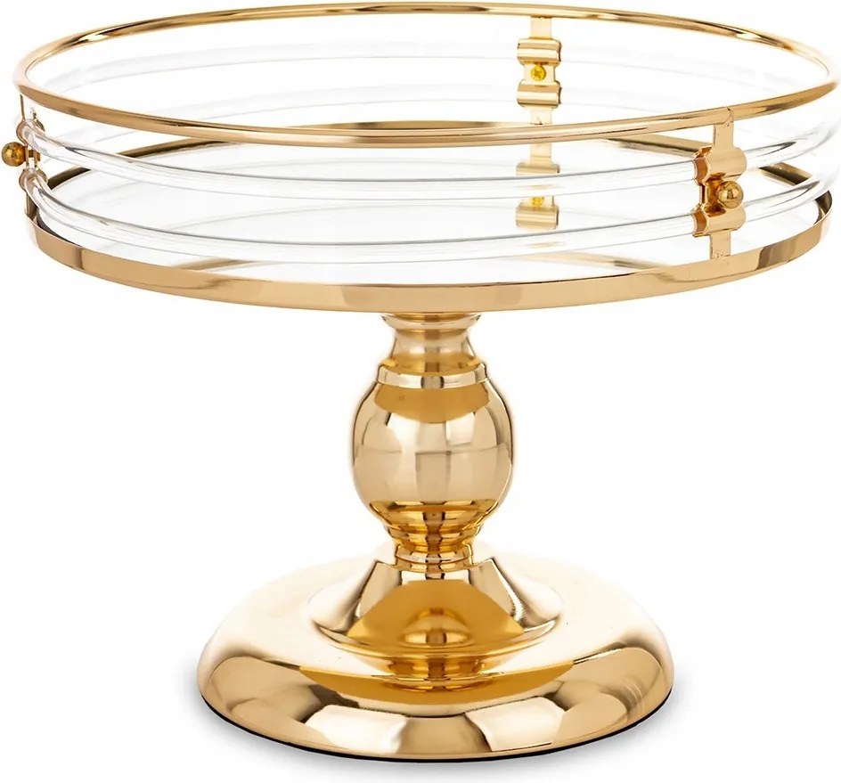 Patera Tükörtálca Arany Lábon 25cm Fém Glamour Tükörrel