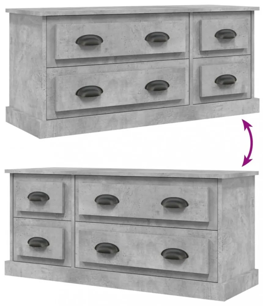 betonszürke szerelt fa TV-szekrény 100 x 35,5 x 45 cm