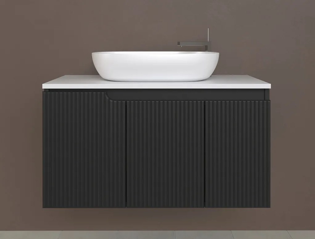 Piramida EURIDIKA fali fürdőszobabútor - mosdópult mosdó nélkül -3 ajtós - PINO FEKETE -100x48x53 cm