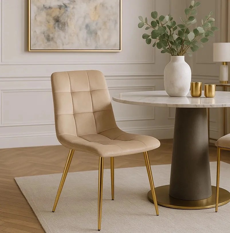 Krémszínű Bársony Étkezőszék YORK