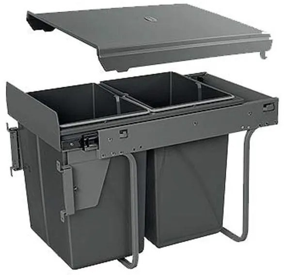 Hulladékgyűjtő GTV Practi Eco 400, szelektív, frontkihúzású, lágy záródás, 2x20 L edénnyel, fedéllel