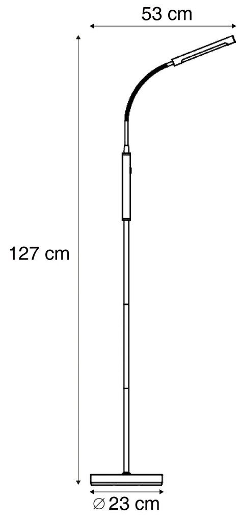 Modern acél állólámpa LED-del, 3 lépésben dimmelhető, újratölthető - Statler